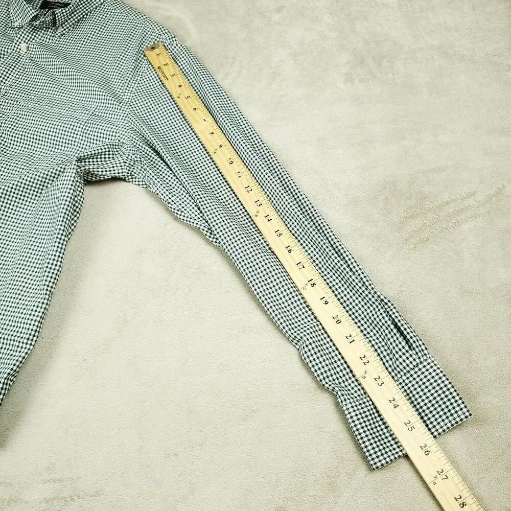Banana Republic Shirt Mens Large Gray Check Untucked Fit Button Down Casual